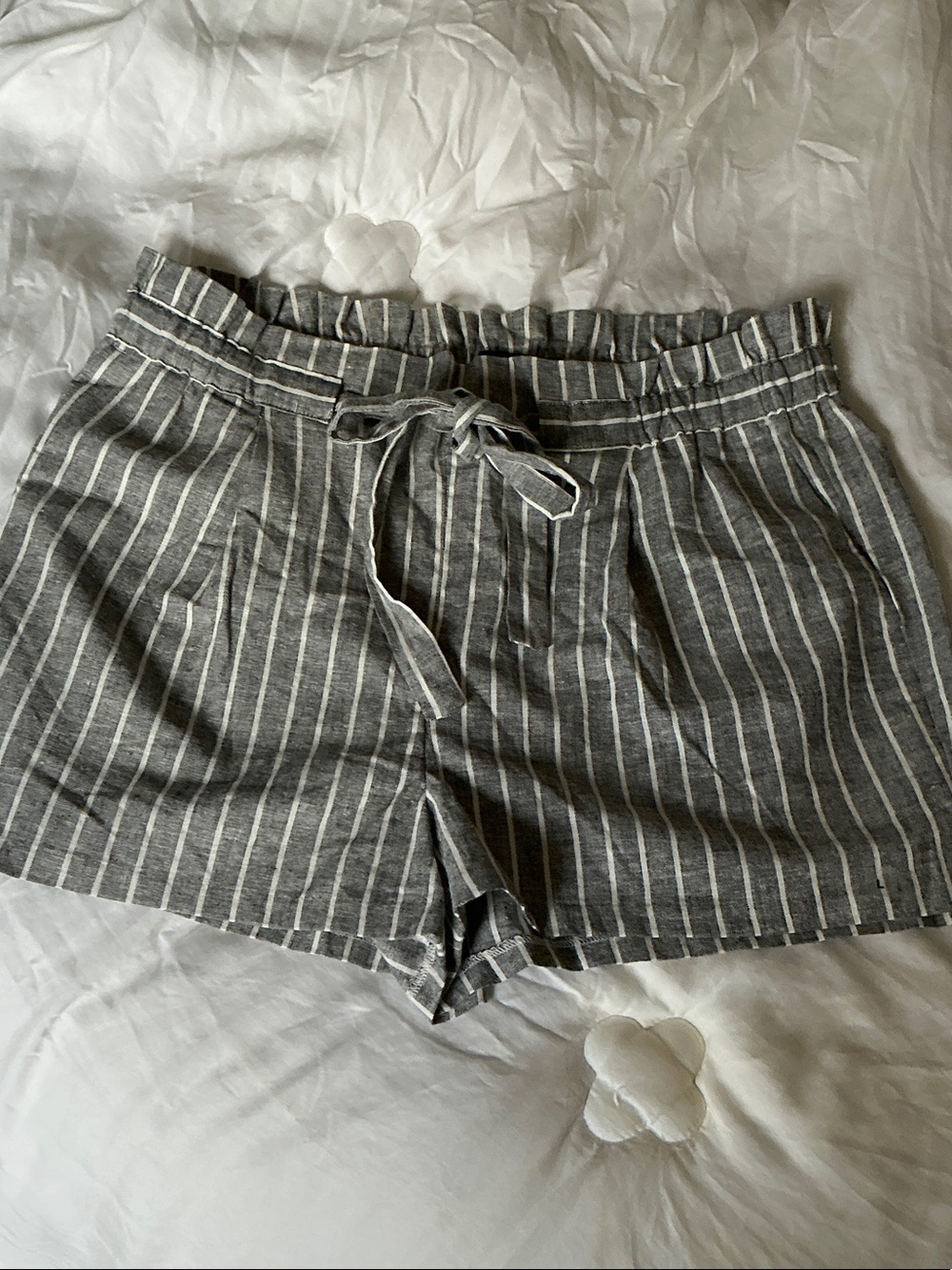 Striped Gray Drawstring Women’s Shorts